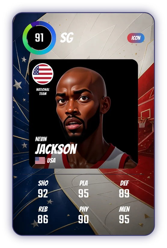 Nevin Jackson's Swish & Dunk card: SG, 91 Overall