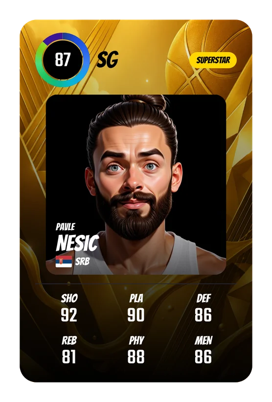 Pavle Nesic's Swish & Dunk card: SG, 87 Overall
