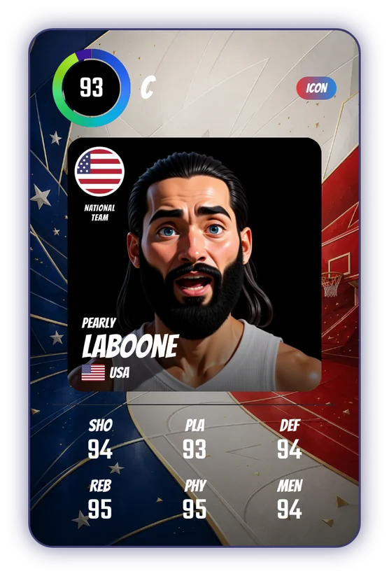 Pearly Laboone's Swish & Dunk card: C, 93 Overall