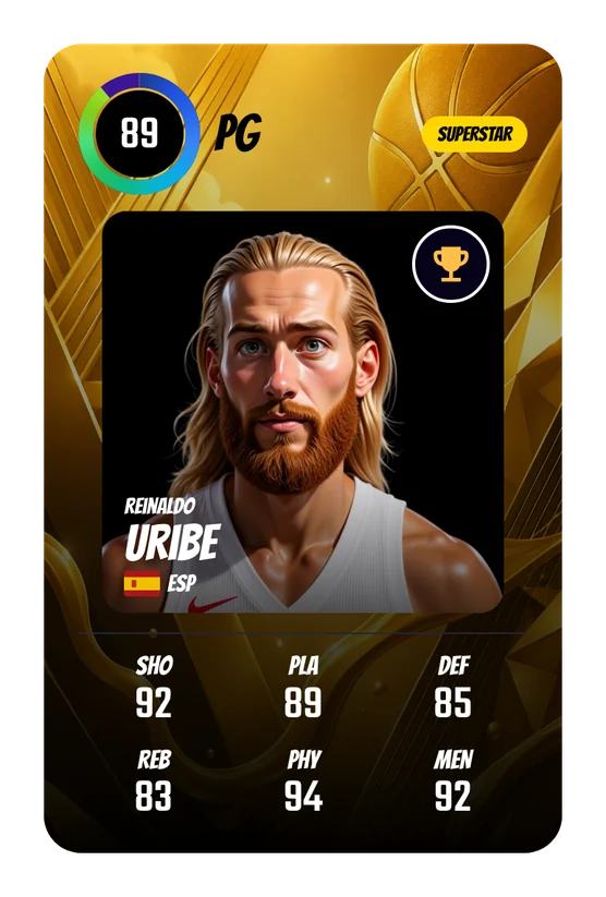 Reinaldo Uribe's Swish & Dunk card: PG, 89 Overall