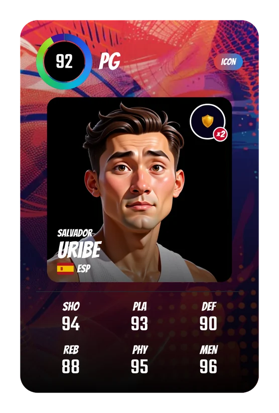 Salvador Uribe's Swish & Dunk card: PG, 92 Overall