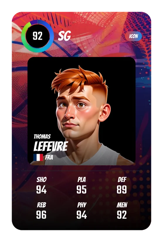 Thomas Lefevre's Swish & Dunk card: SG, 92 Overall