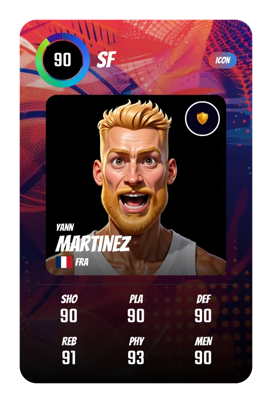 Yann Martinez's Swish & Dunk card: SF, 90 Overall